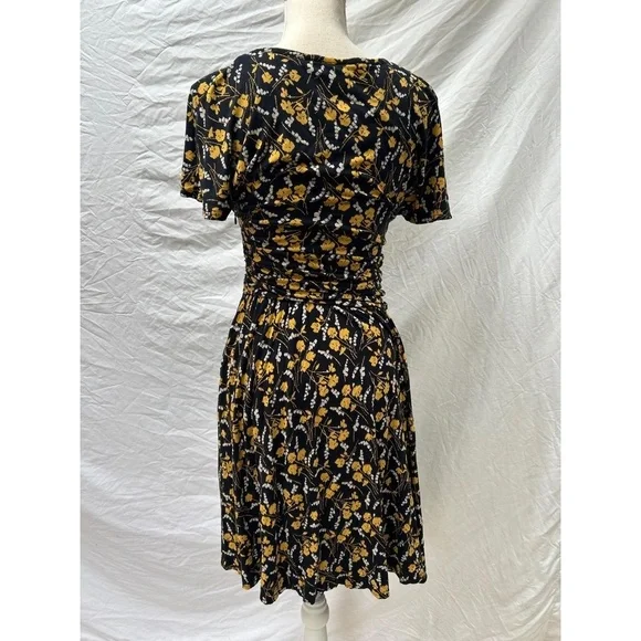 Anthropologie Maeve Womens Dress Size Small Black Floral Summer Breeze V-Neck - Picture 4 of 6